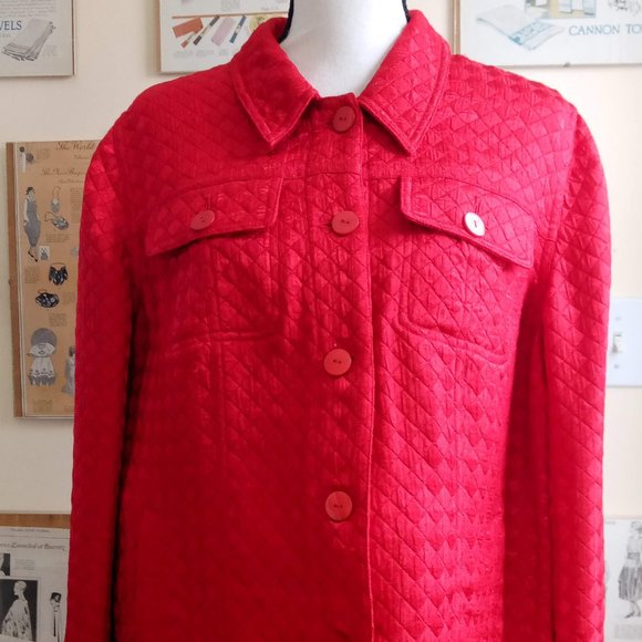 Laura Ashley Textured Button Up Jacket in Red Size XL - Picture 1 of 10